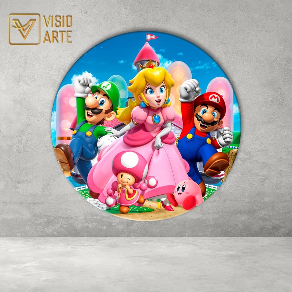Painel Redondo Sublimado 3D Mario 01  c/ Elastico
