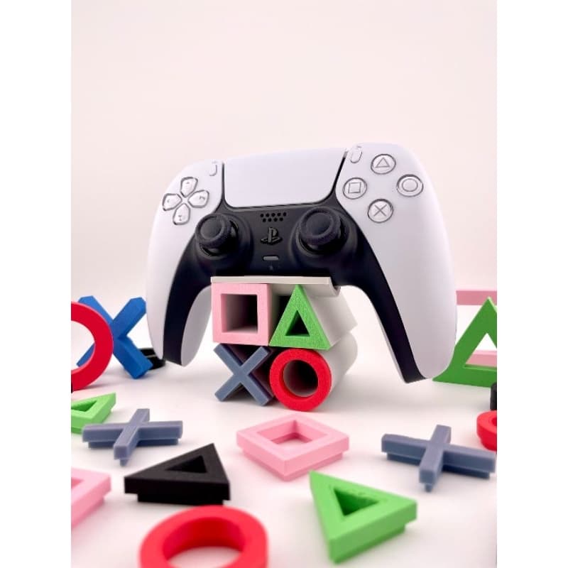 Suporte para Controle de PS5 com Letreiro Colorido | Decoração Criativa para Setup Gamer