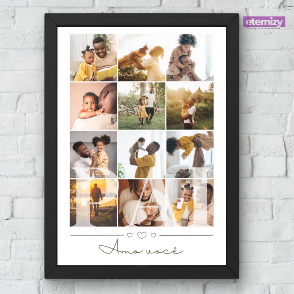Quadro Pai Amo Você Personalizado C/ 12 Fotos