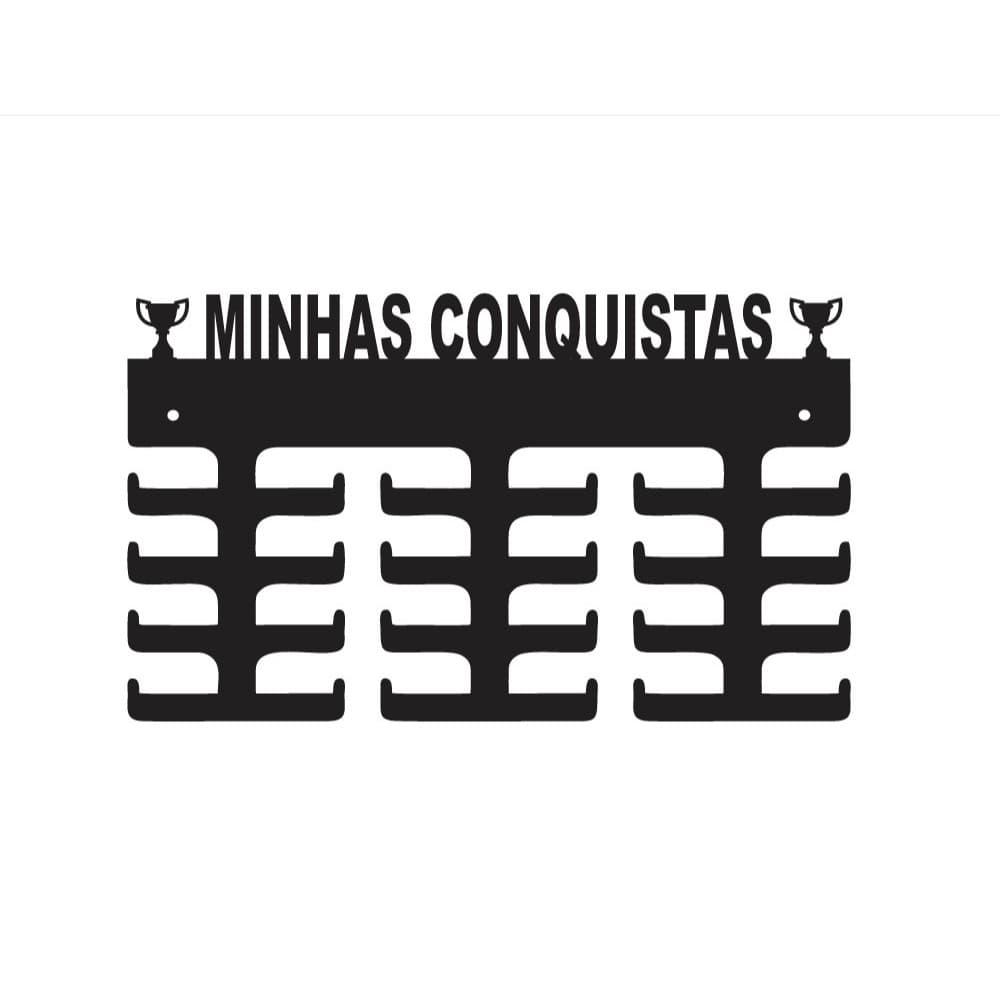 Porta Medalhas Minhas conquistas com troféu em MDF quadros decorativos esporte