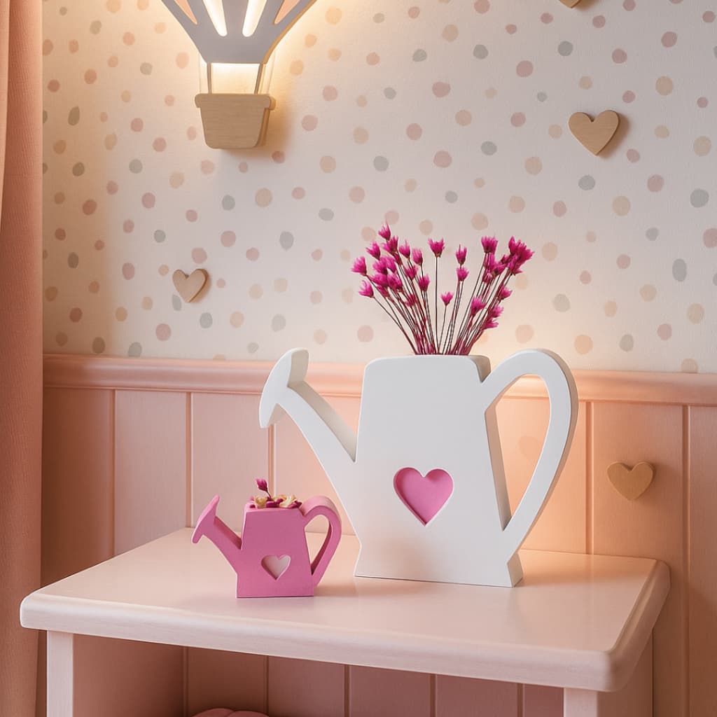 Vasinho Decorativo Regador Rosa e Branco | Lembrancinha Chá de Casa Nova | Não Acompanha Flores
