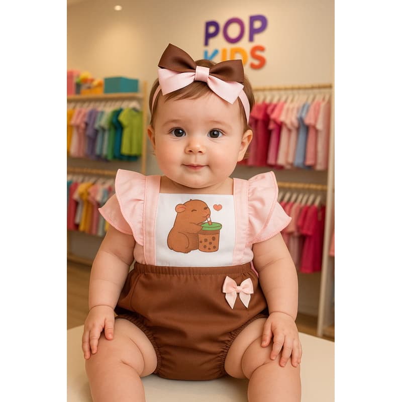 Jardineira capivara Romper Bebê capivara Menina Body capivara Temático Book Festa Mesversário capivara princesa festa