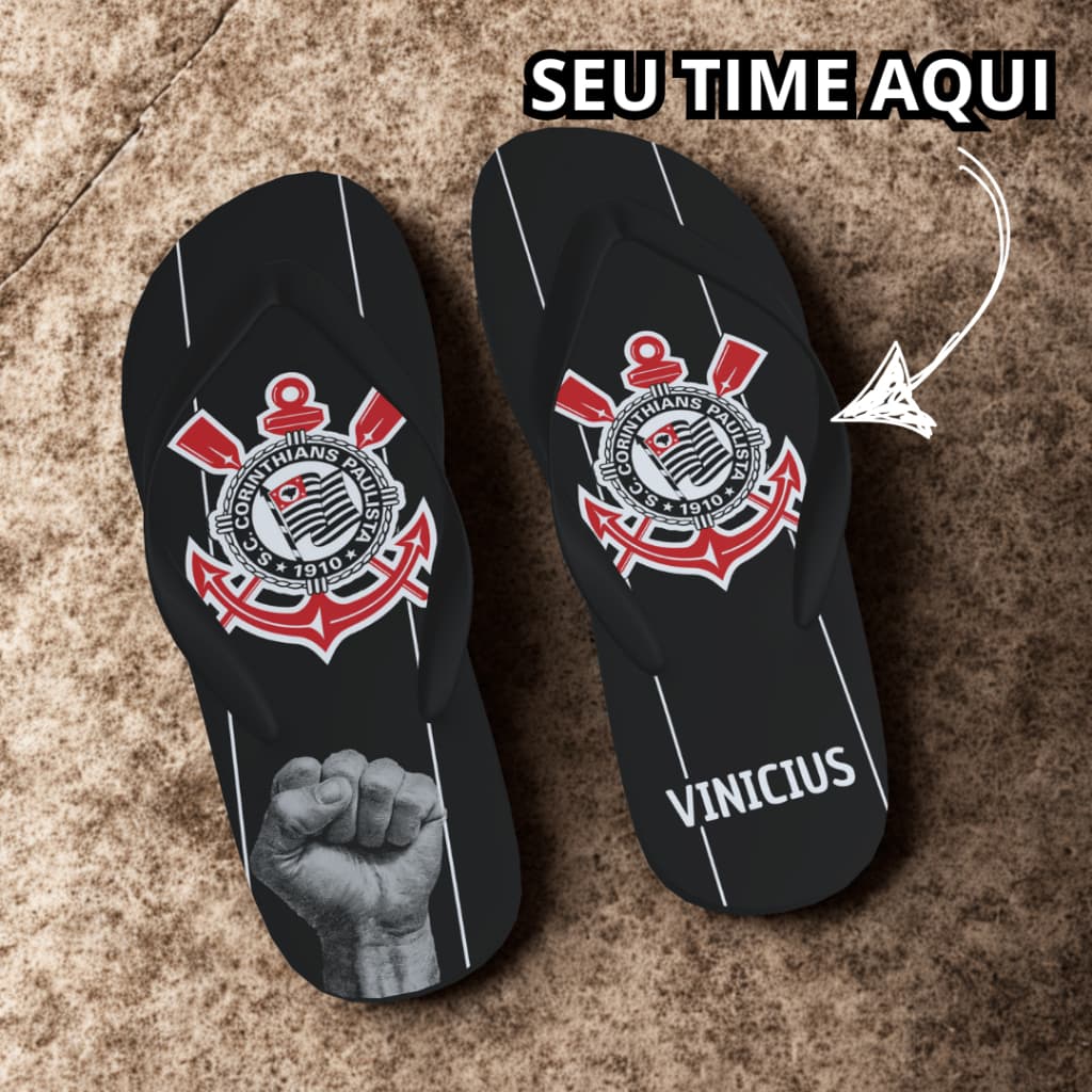 Chinelo Personalizado C/ Seu Nome + Time