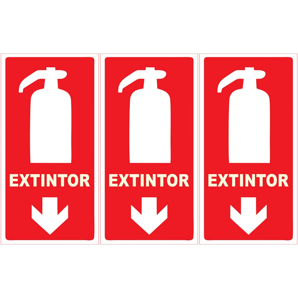 Kit 3 Unidades Placa EXTINTOR 10X20 Fotoluminescente PVC