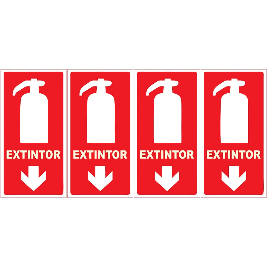 KIT 4 placas EXTINTOR  10X20 fotoluminescente pvc