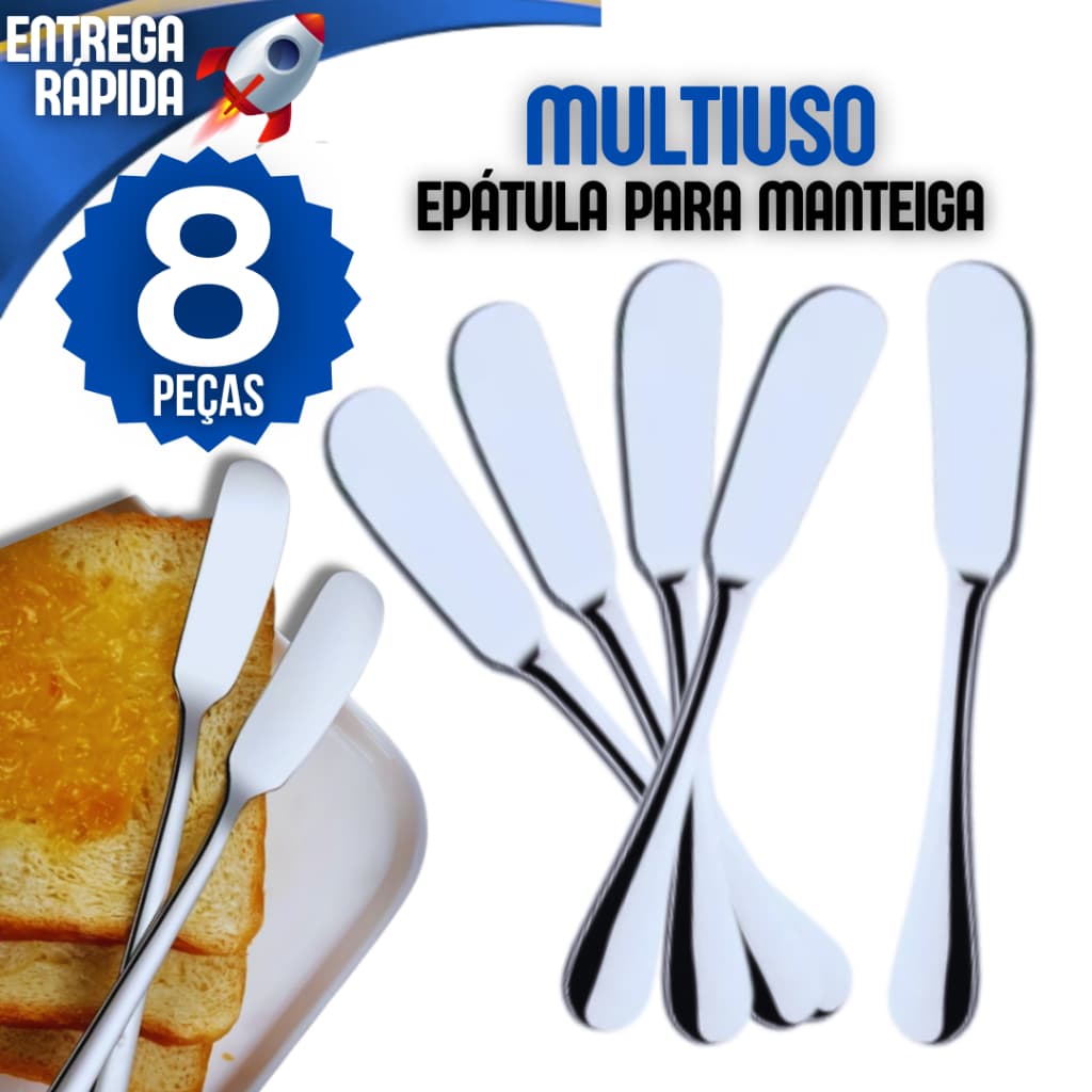 Kit 8 Espátulas Para Patês Manteigas Geleias Cremes Espátula Passadores