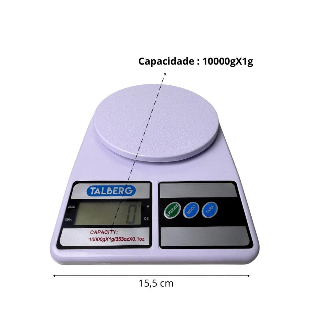 Balança Digital De Precisão Cozinha 10kg Nutrição E Dieta Capacidade máxima 10 g Cor Branco