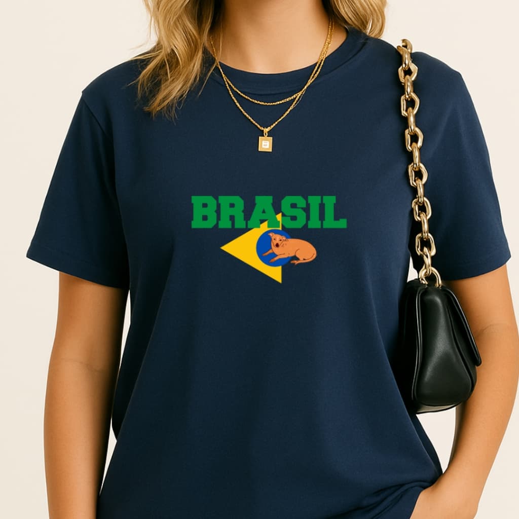 T-shirt Bandeira do Brasil com Cachorro Caramelo – Copa Do Mundo