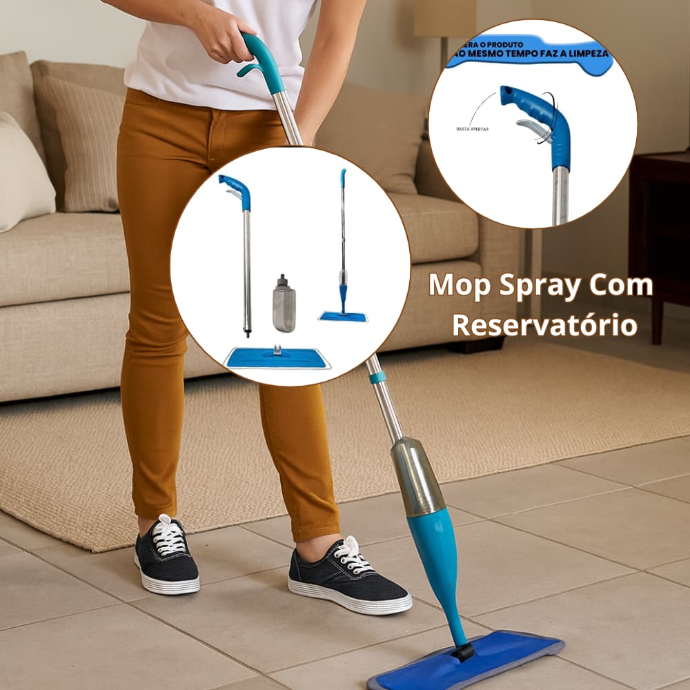 Rodo Mop Spray Esfregão Mágico Giratório Com Reservatório Rodo de Limpeza Prático