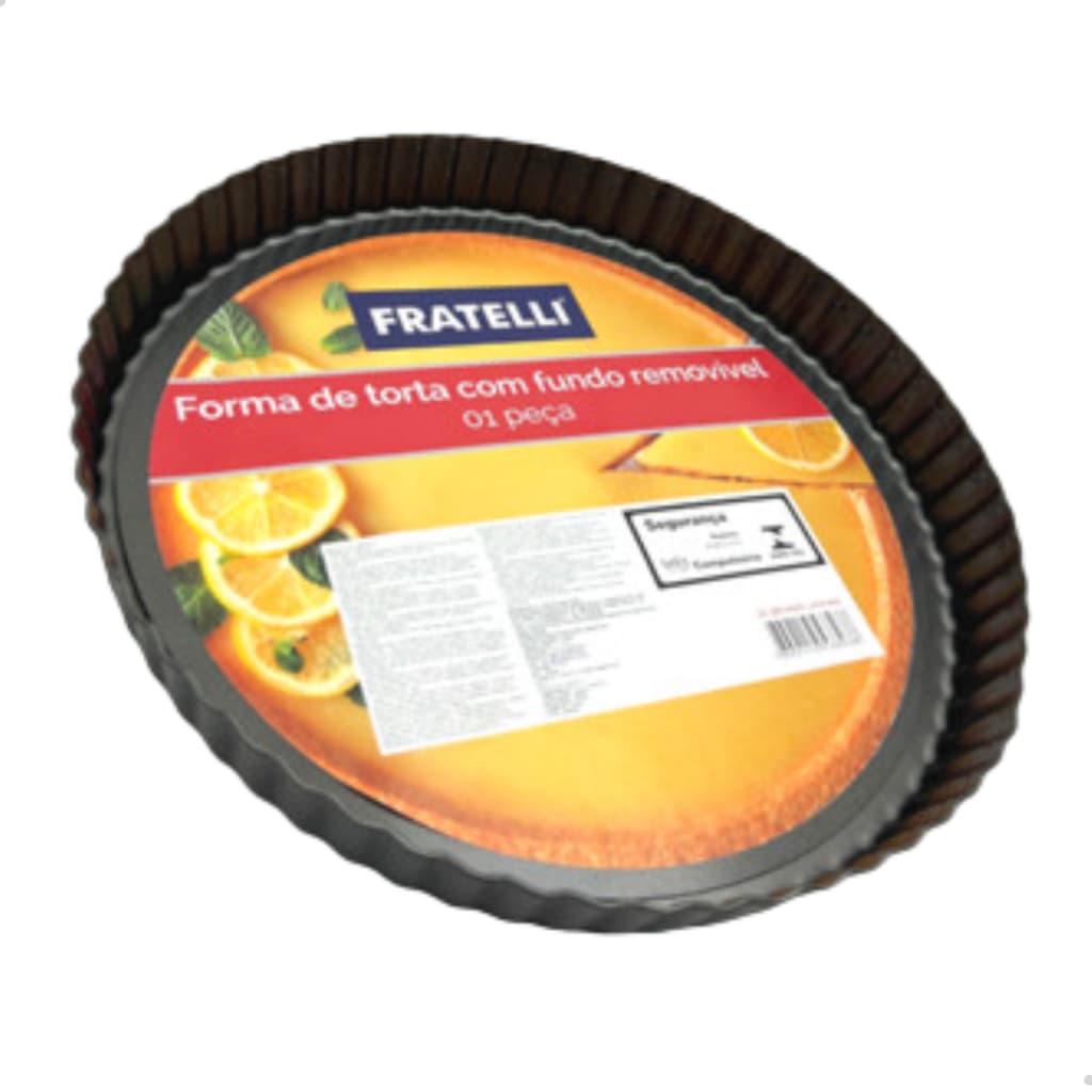 Assadeira Forma Crespa Redonda Fundo Removível Aço Carbono Antiaderente Não Gruda Torta Bolo 26cm