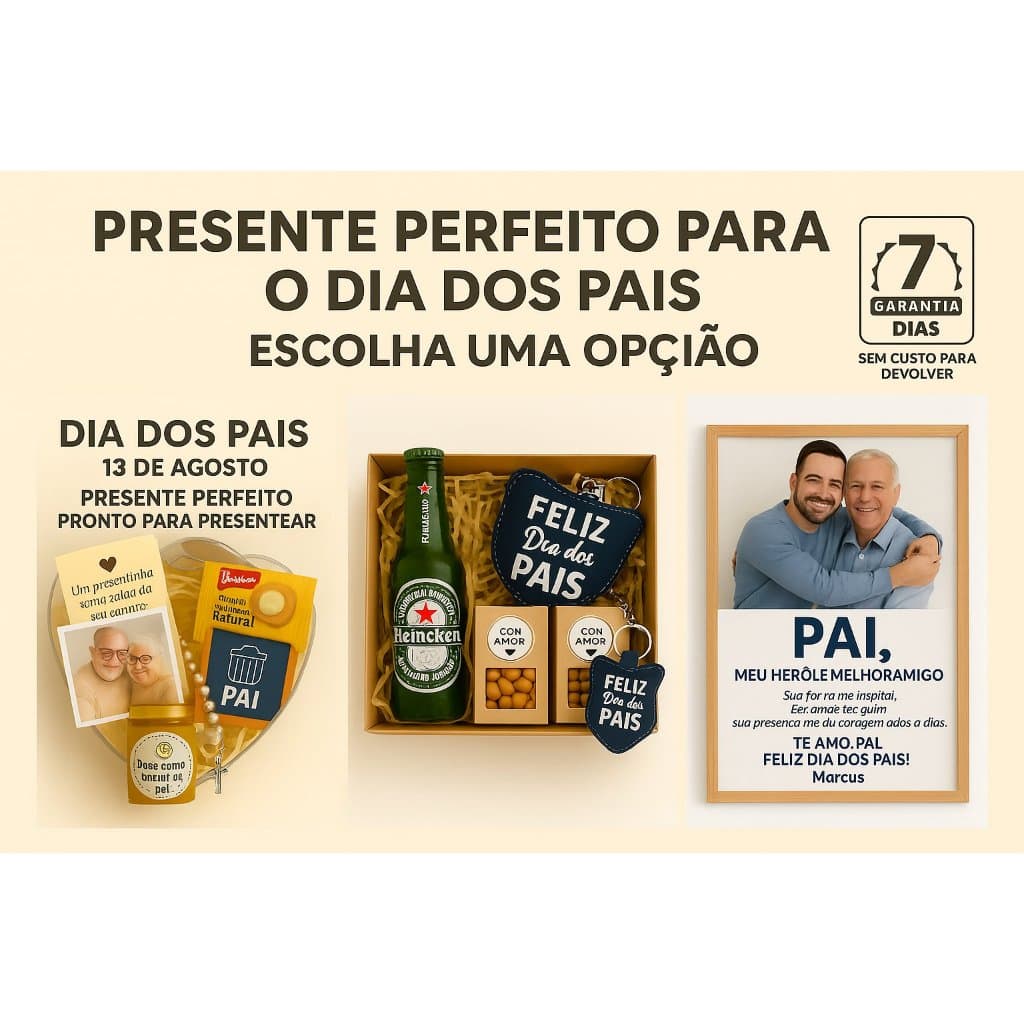 Presente Dia dos Pais – Personalizado Pronto para Presentear - Escolha a Opção Ideal - Envio Rápido