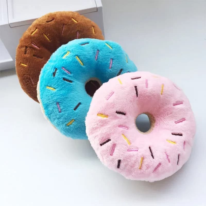 Brinquedos Pet Donuts - Pelúcia macia com Barulho Para Estimular seu Cão