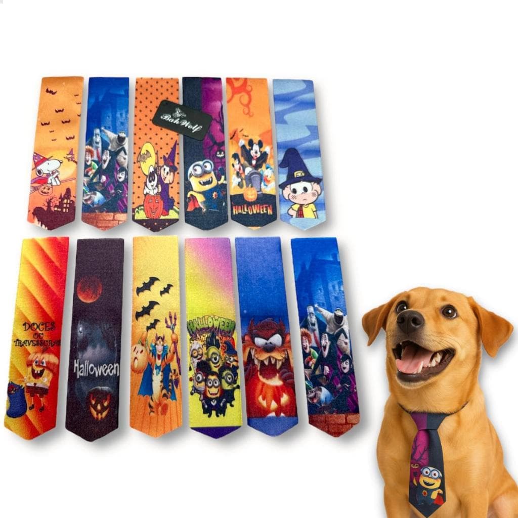 Gravatinhas  Pet Halloween Sem Fita Tamanho Médio cachorros e gatos Bahwolf dia das bruxas