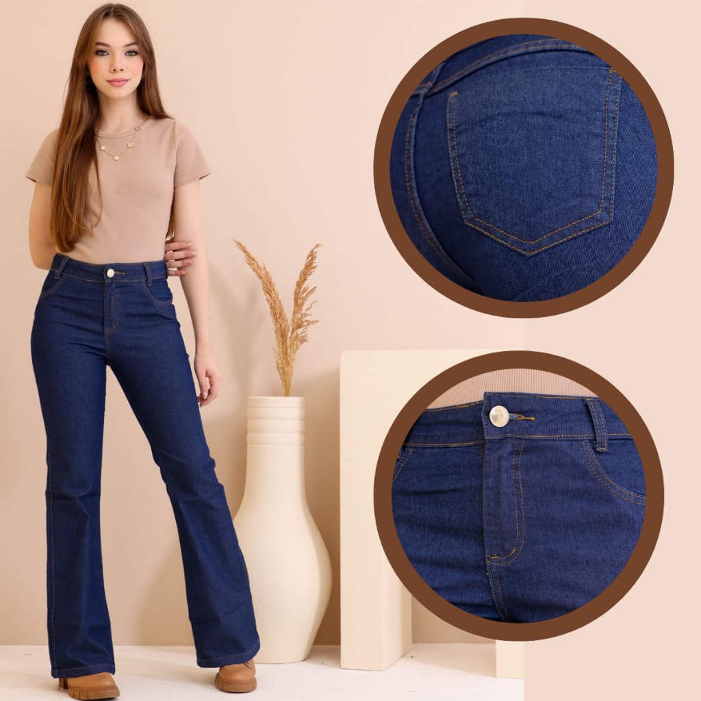 Calça Jeans Menina Juvenil Flare Boca de Sino Bom Comprimento de 10 a 16 Anos - PB