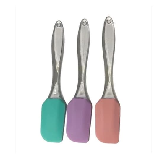Espátula Colher de Silicone Cabo Plástico Mexer Pão Duro 19X3,5CM