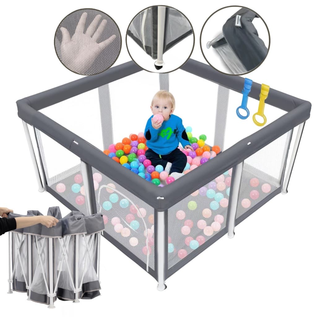 Cercadinho Dobrável P/ Bebês 1,20x1,20 + BOLSA Para Transporte Portátil Chiqueirinho Infantil Brincar Sala Quarto Casa