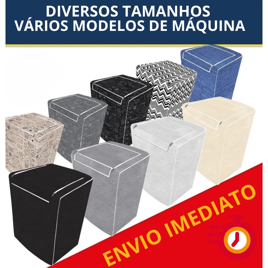 Capa Máquina de Lavar com Zíper | Abertura Superior | Electrolux Brastemp Consul | 10kg a 17kg