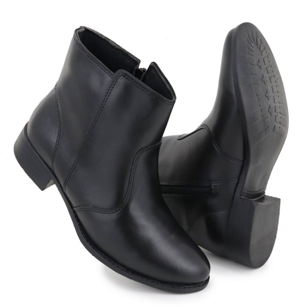 Bota Feminina Lisa com Ziper na Lateral Elegante e Confortavel