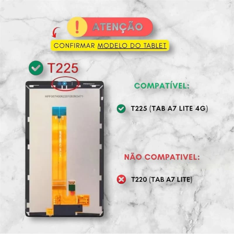 FRONTAL DISPLAY E TOUCH SAM T225 (TAB A7 LITE 4G) PRETO