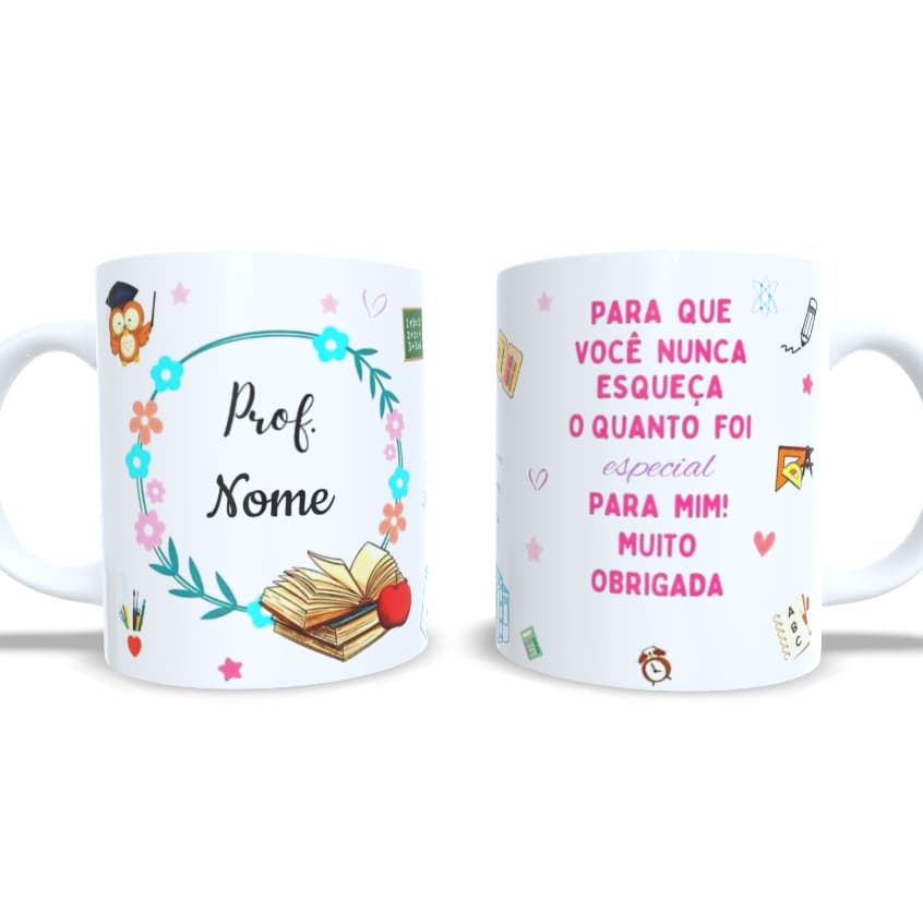 Caneca Dia Dos Professores Personalizada Com Nome 325ml De Porcelana