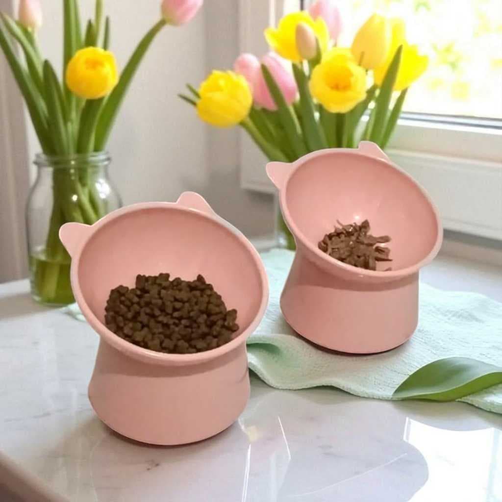 POTE COMEDOURO ALTO, ELEVADO, POSTURA CORRETA 250 ML COM ORELINHA CÃES E GATOS