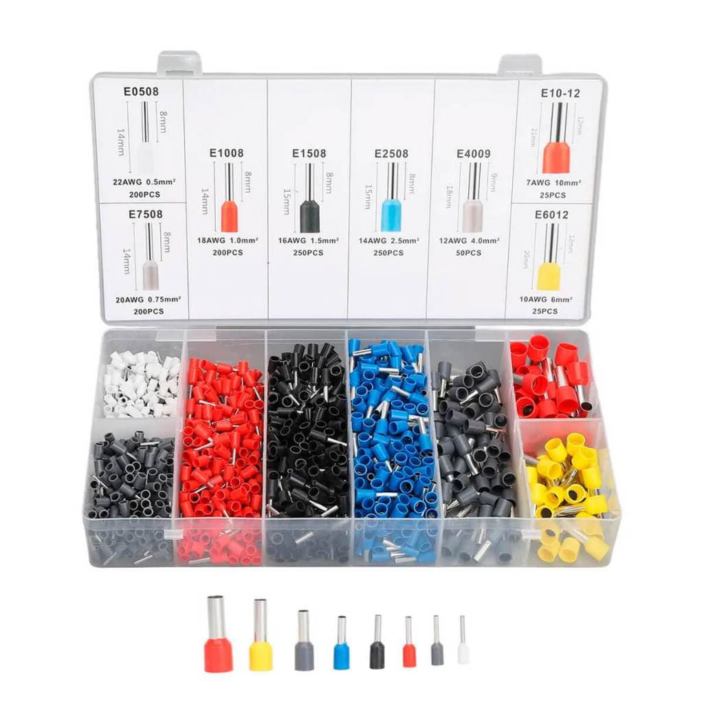 Kit 1200 Conector elétrico Terminal Tubular Ilhós isolados