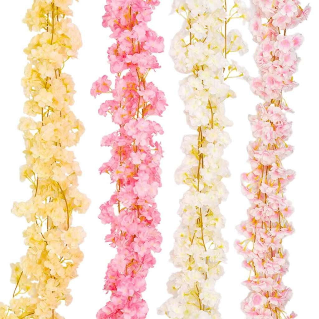 Corrente De Cerejeira Artificial 135 Folhas Trepadeira Folhagem 180cm Decoração Flor Pessegueiro