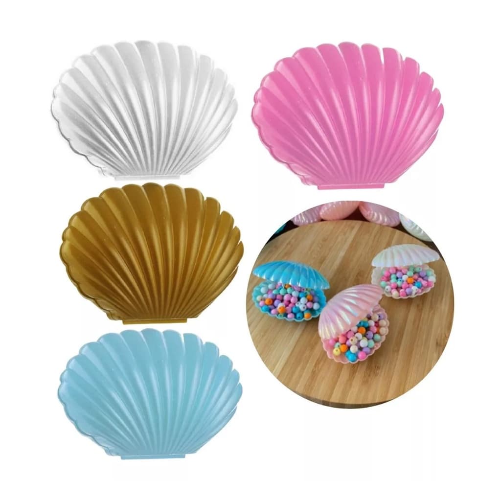 10 Concha De Plástico Coloridas Lembrancinha Sereia Festa Fundo do Mar Ariel Mini Luxo Baleiro