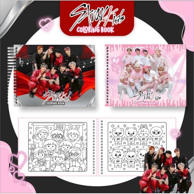 Livro de Colorir Tema stray kids com 50 Folhas A5 capa flexível + brinde
