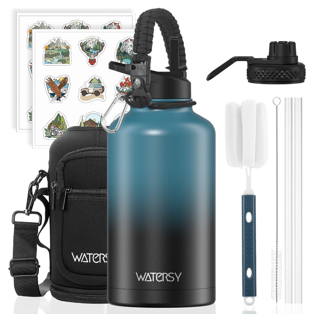 WATERSY Garrafa Termica De Agua Com Canudo E TampaGarrafa Térmica De Viagem Com Isolamento Academia
