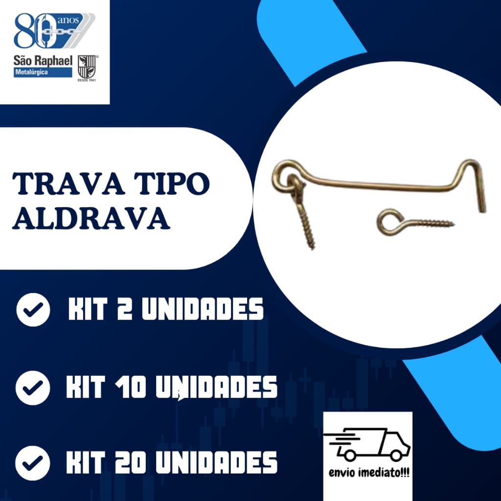 Aldrava Com Pitão São Raphael 19x80 Bicromatizada Trava de Segurança Porta Janela Guarda Roupa