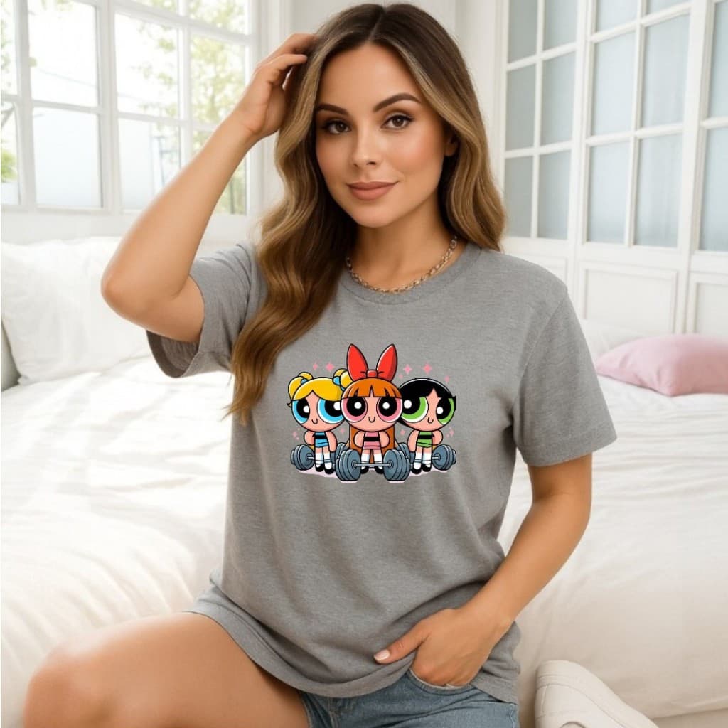 camiseta blusinhas femininas em algodão soltinha das meninas super poderosas fitness
