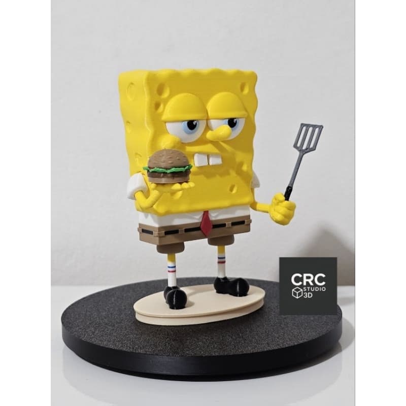 Boneco Decorativo Estilo Bob Esponja – Divertido com Hambúrguer de Siri | 11cm