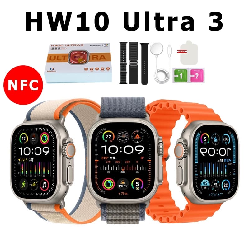 （80% off）Smartwatch Relógio Amoled Inteligente HW10 Series Ultra 3 4 Bluetooth Chamada - Com Película NFC Notificações