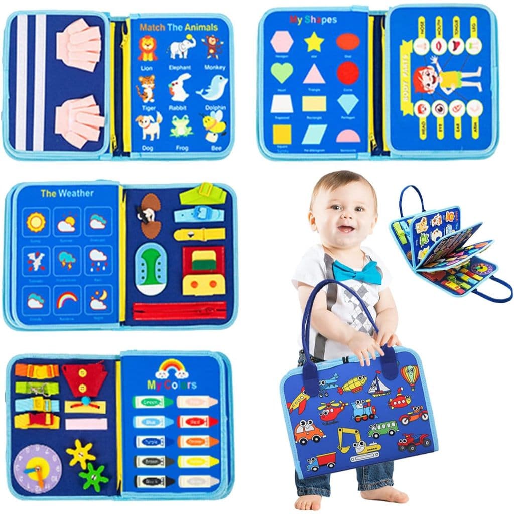 Brinquedos Montessori Busy Board Para Crianças, Aprendizagem Pré-Escolar Sensorial com Habilidades Básicas 1 A 6 Anos