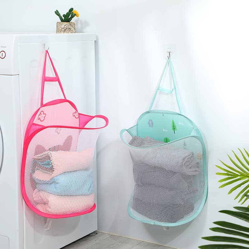 Cesto de roupa suja de parede para banheiro, cesto dobrável para roupas sujas, cesto para guardar brinquedos infantis