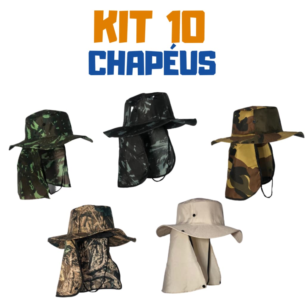 Kit 10 Chapéu Liso Australiano Pescador