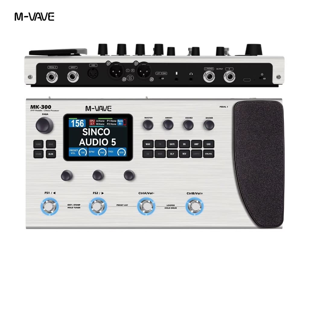 M-VAVE MK-300 Pedal de efeito multifuncional para guitarra/baixo | 300s Looper+128 Drum MIDI DAW | ANN Neural Modeling