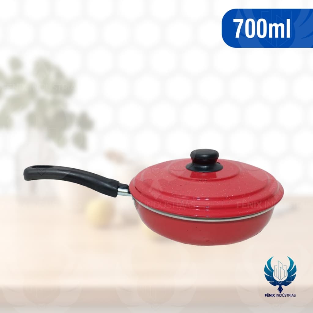 Frigideira de Alumínio Nº 20 – Linha Color Craquelado | Com Tampa | Indústrias Fênix