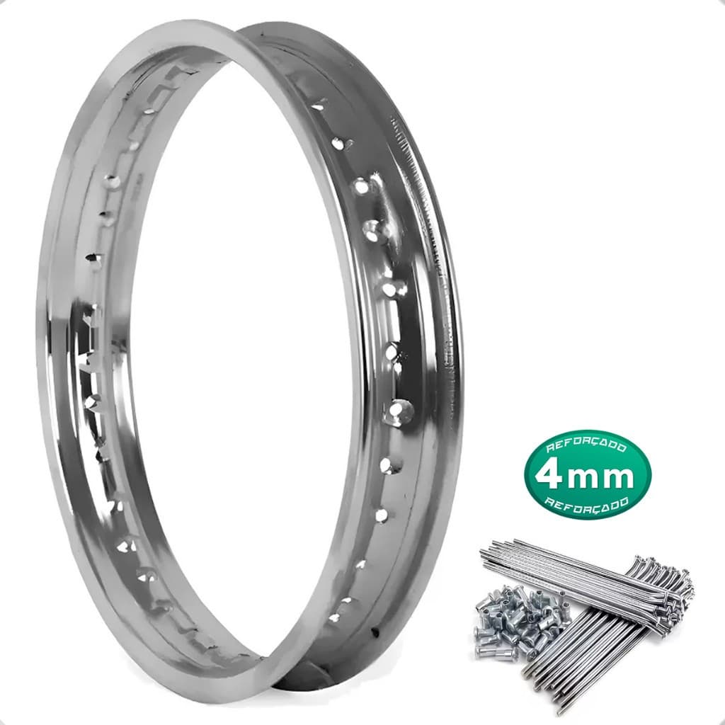 Aro Folha 19x1.85 Roda Dianteira Bros 125 150 160 C/ Raios 4mm Cromados