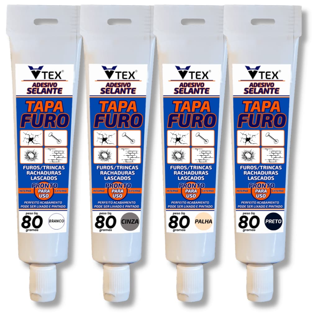Massa para TAMPA FURO em Parede com Buraco Trinca Rachadura Fácil e Prático VTEX 80GR cores
