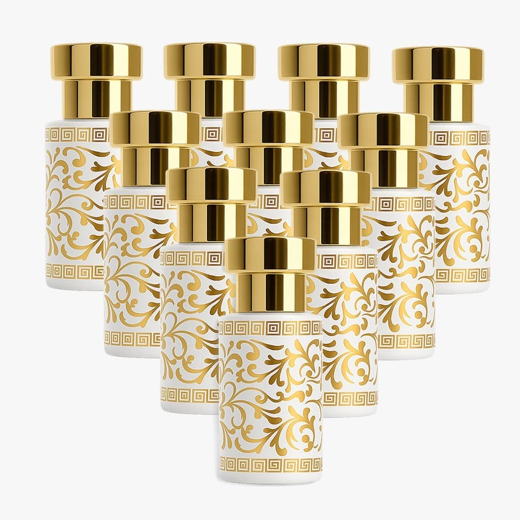 Kit 10 Porta Perfume Luxo Preto com Dourado 30ml Vidro luxo sofisticado aromatizador body splash