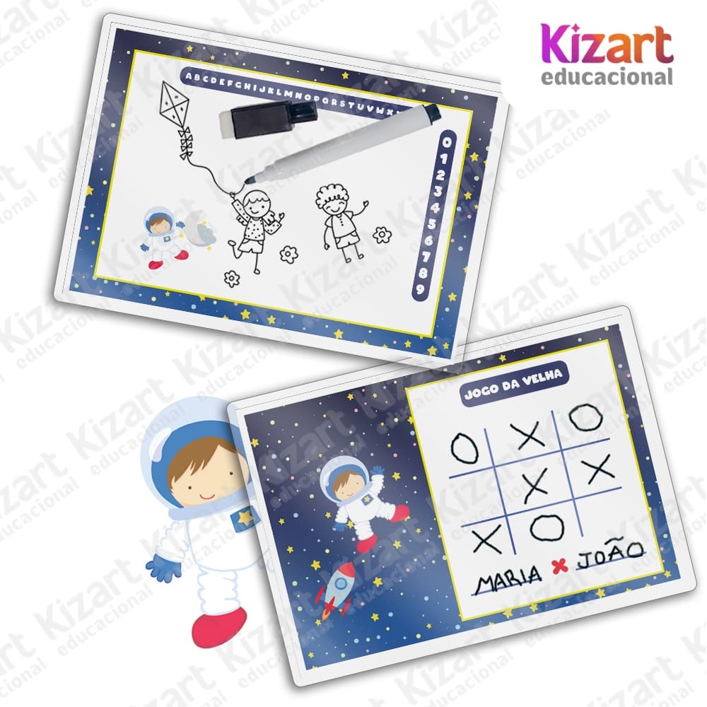 Lousa Mágica + Caneta Com Apagador Lembrancinha Festa Infantil Tema Astronauta