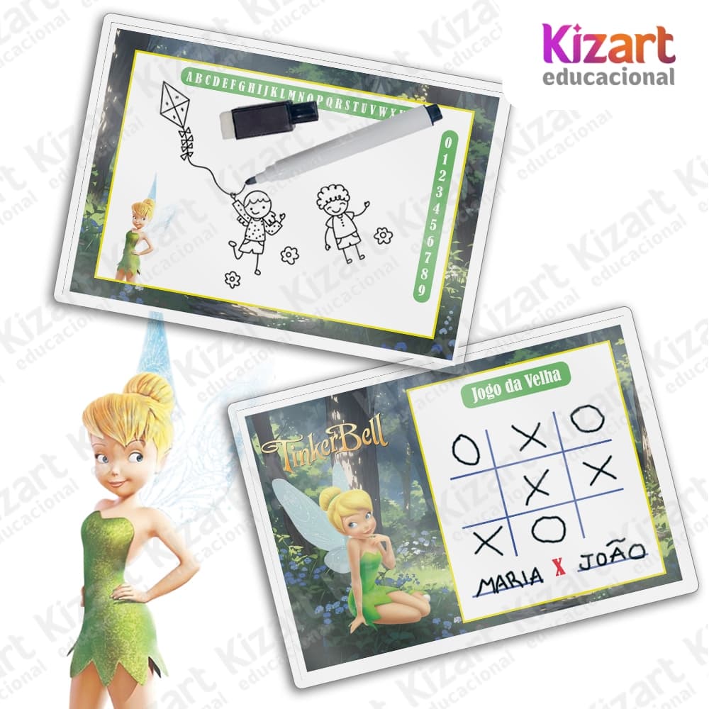 Lousa Mágica + Caneta Com Apagador Lembrancinha Festa Infantil Tema TinkerBell Sininho