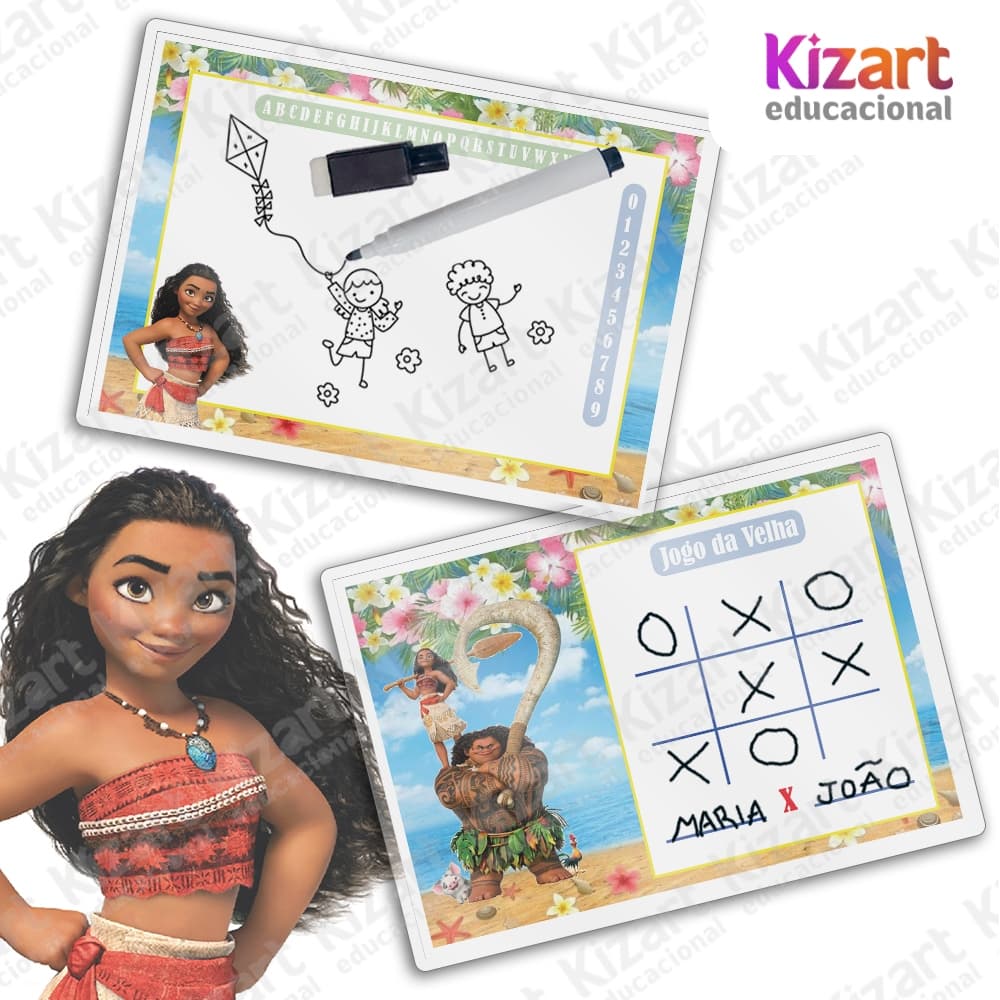 Lousa Mágica + Caneta Com Apagador Lembrancinha Festa Infantil Tema Moana Adulta