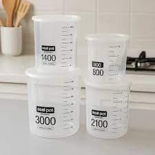 Kit 4 Potes Plástico com Tampa  BPA Free Armazena Conserva Vasilha Arroz Feijão Comida Guarda