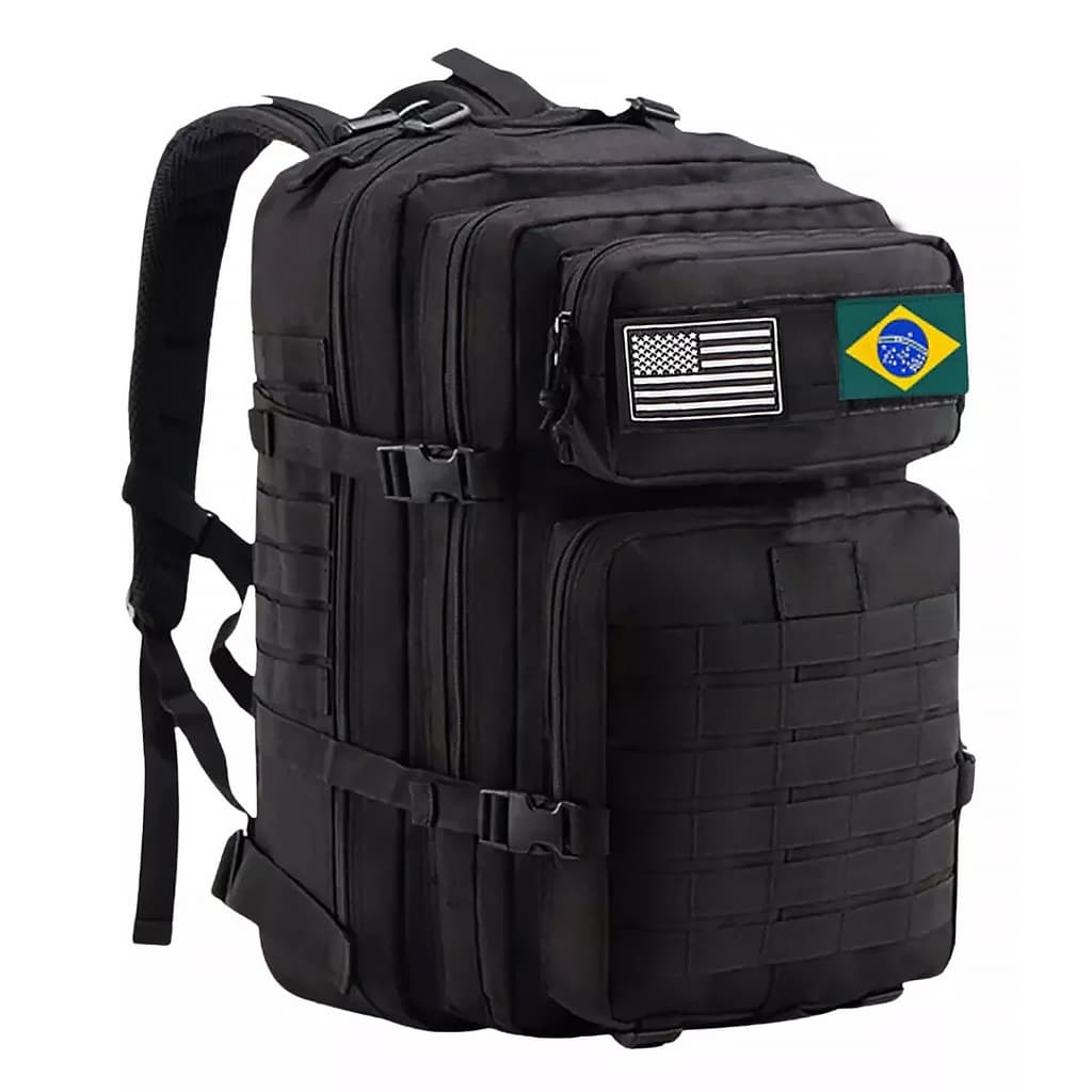 Mochila Tática Impermeável Militar Reforçada Grande 50litros Cor Preto Desenho do tecido Liso