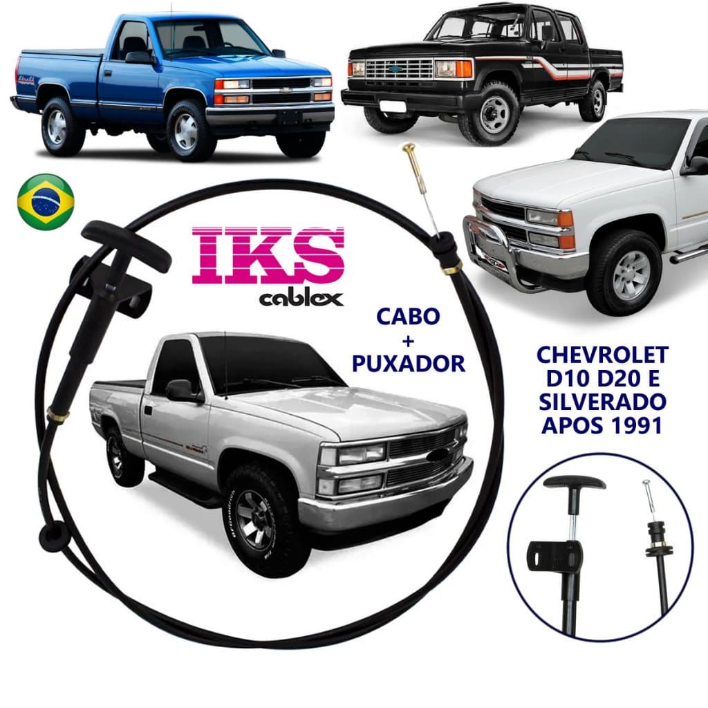 Cabo De Abertura De Capo Com Puxador GM Silverado D10 D20 1991 1992 1993 1994 1995... Novo IKS c/ NF