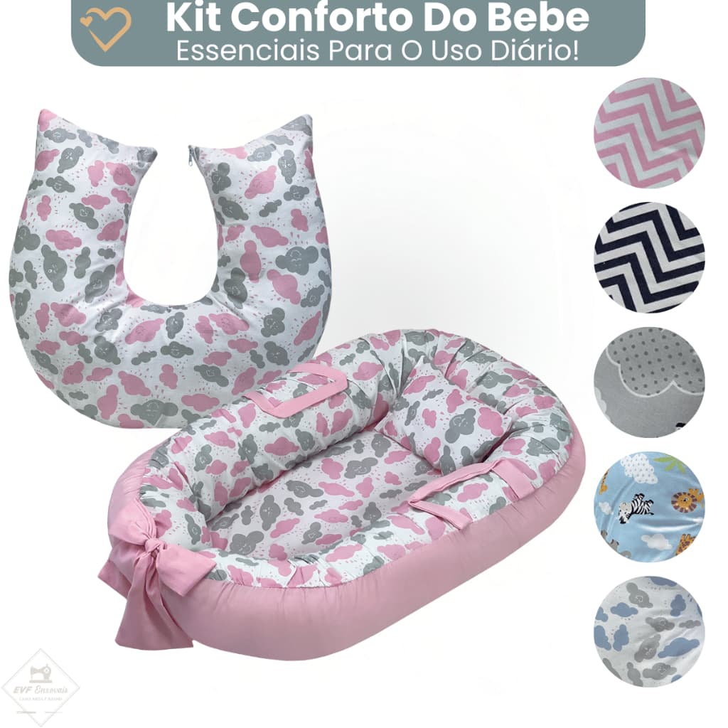 Ninho Redutor De Berço e Almofada Amamentacao Confortavel Com Ziper Menina Menino Varias Estampas