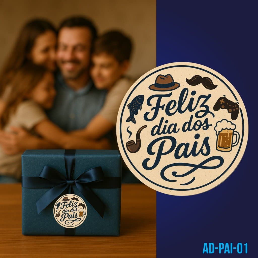 Adesivo Etiqueta Lembrancinha Dia dos Pais 3x3